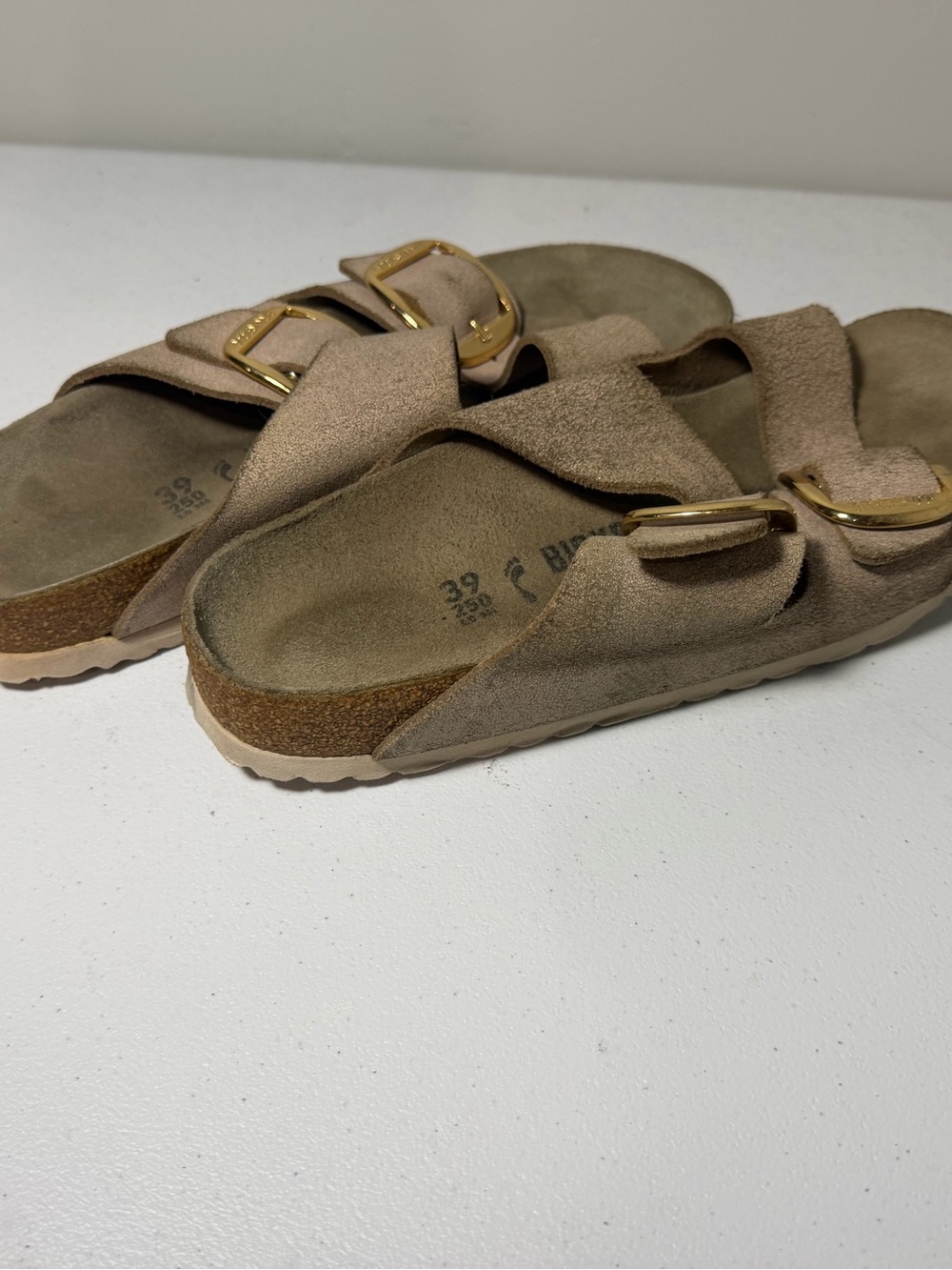 Birkenstock Arizona Big Buckle Taupe Suede Sandals Women’s 39 US 8 - Picture 4 of 8